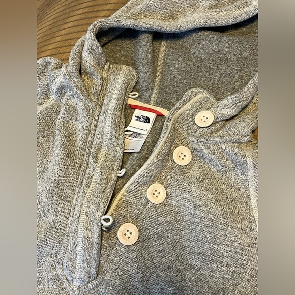 The North Face Gray Hoodie with Buttons Women's Size Medium Winter Cozy - Picture 2 of 5